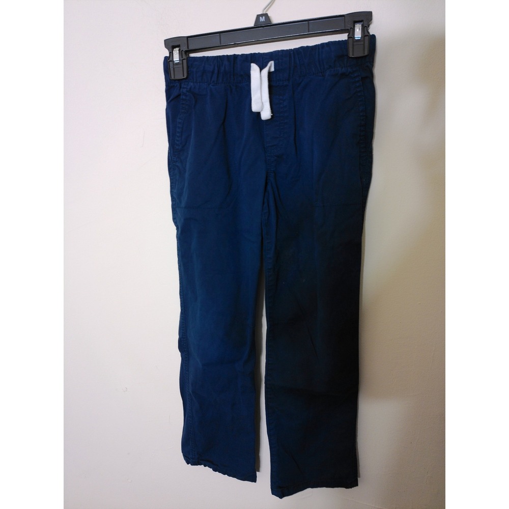 Cat & Jack Chino Pants Boys M 8-10 Navy Blue Elastic Waist Drawstring School